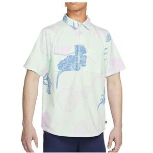 Nike SB Floral Skateboard Polo Shirt Blue Green Pink  Size Medium Unisex
